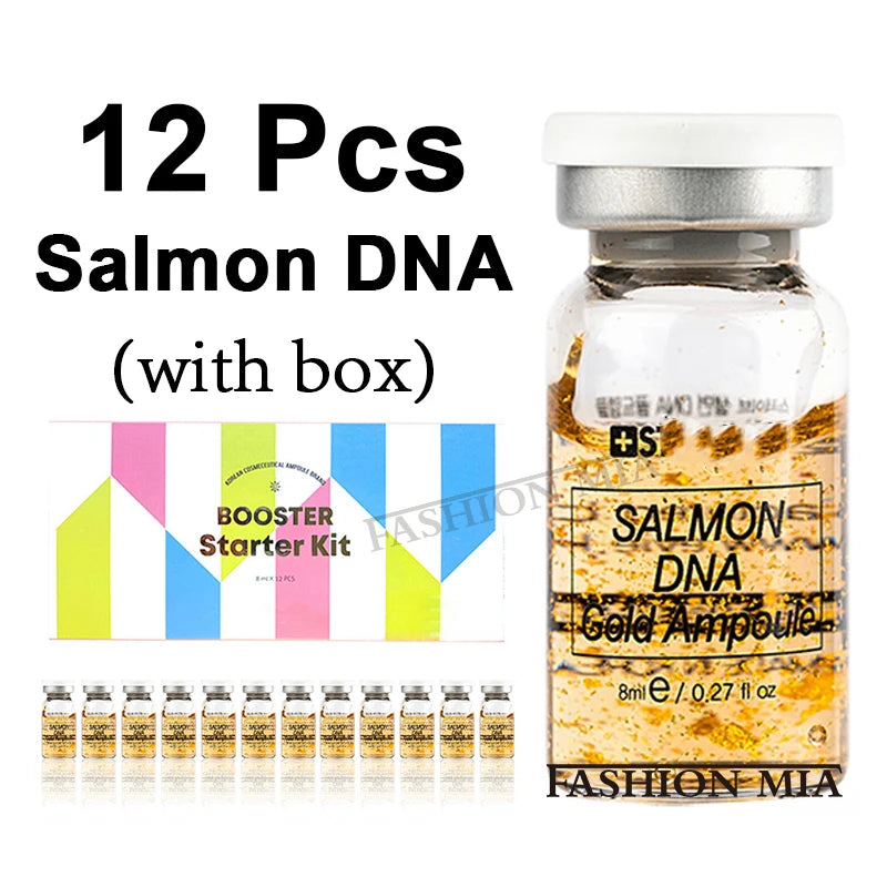 Korea 8ml Salmon DNA Gold Skin Booster Essence BB Cream Kit Moisturizing Nourishing Whitening Face Beauty SkinCare