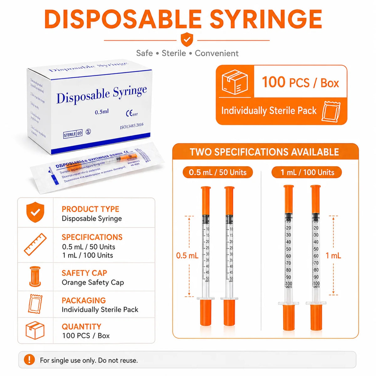 20pcs/100pcs 1ml 0.5ml 30G 31G Pet Animal Dog Cat Disposable Syringe Plastic Veterinary Syringe With Needles Medical Supplies
