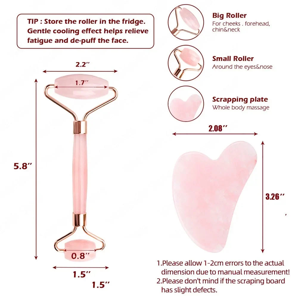 Rose Quartz Jade Roller Set