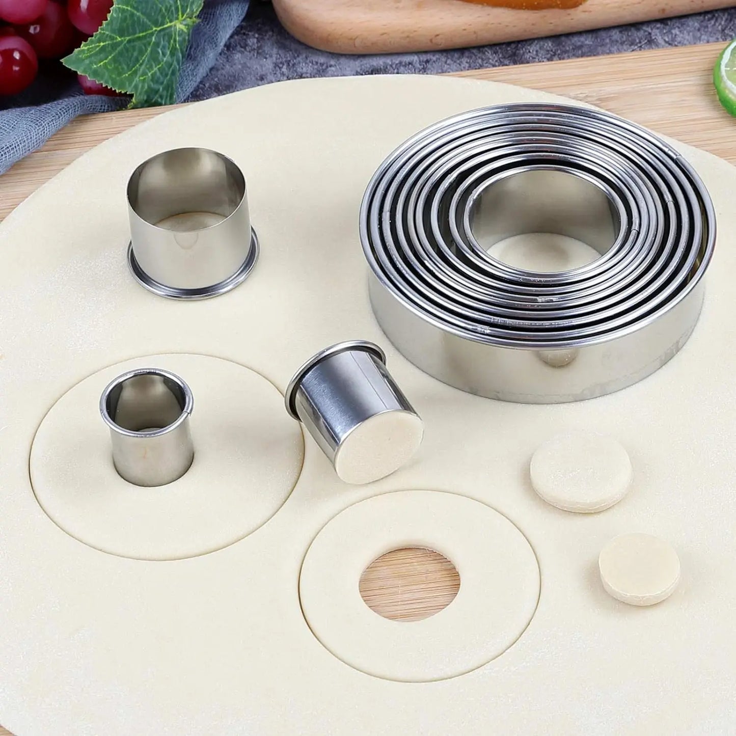11/12PCS Cookie Cutter Set, Stainless Steel Rolled Edge, Round Baking Molds, For Fondant Pastry Donut Mousse, Home Kitchen Tools