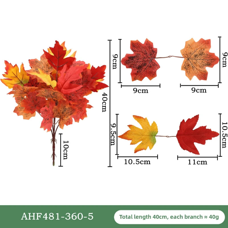 Artificial Maple Leaf Plant Bouquet Simulated Autumn Maple Leaf Garland Fake Fallen Leaves Rattan for Thanksgiving Wedding Decor