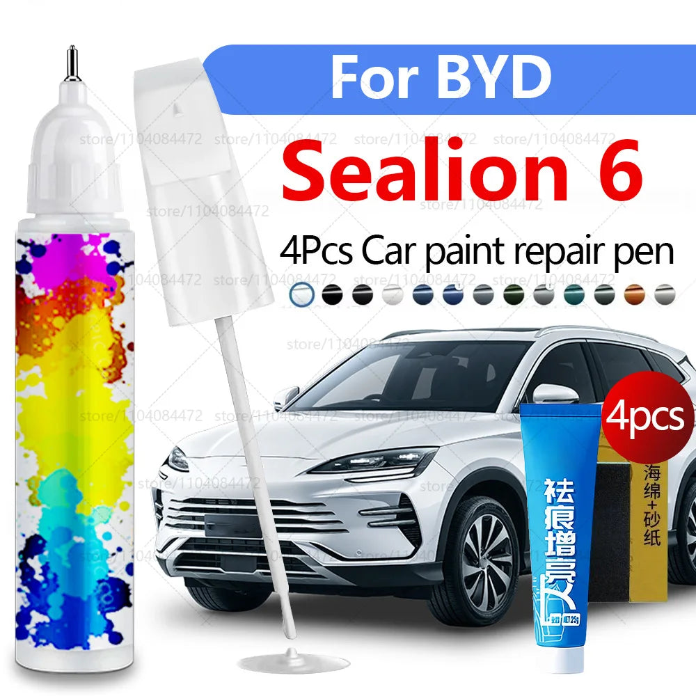 Car Paint Repair Pen For 2023-2025 BYD Sealion 6 Paint Scratch Repair Accessories 4PCS Azure Blue Baltic Black White Stone Grey