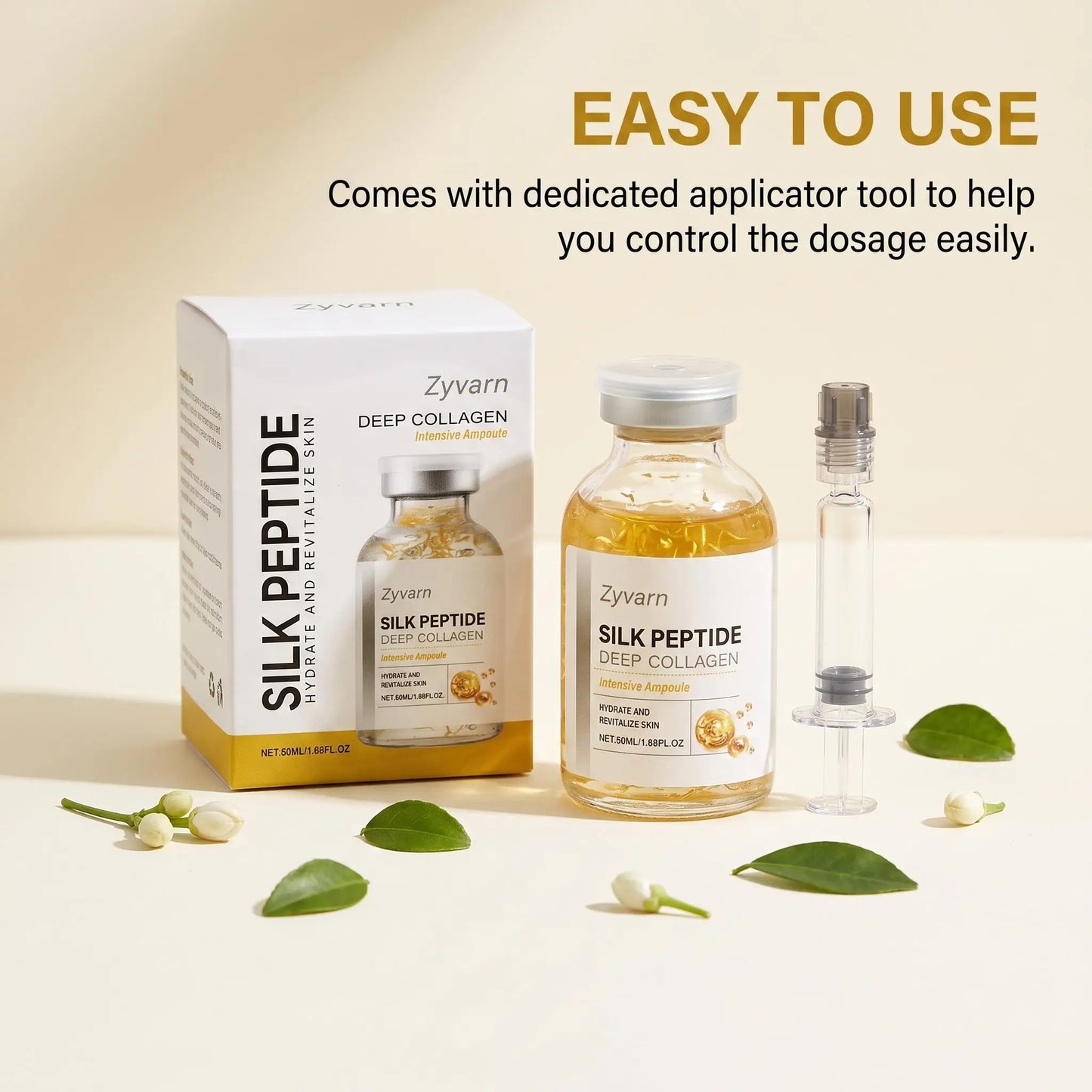 Silk Collagen Serum Ampoule with Copper Peptides For Facial Care Smooth Fine Lines Deep Hydrate Firm Loose Skin Korean Skin Care