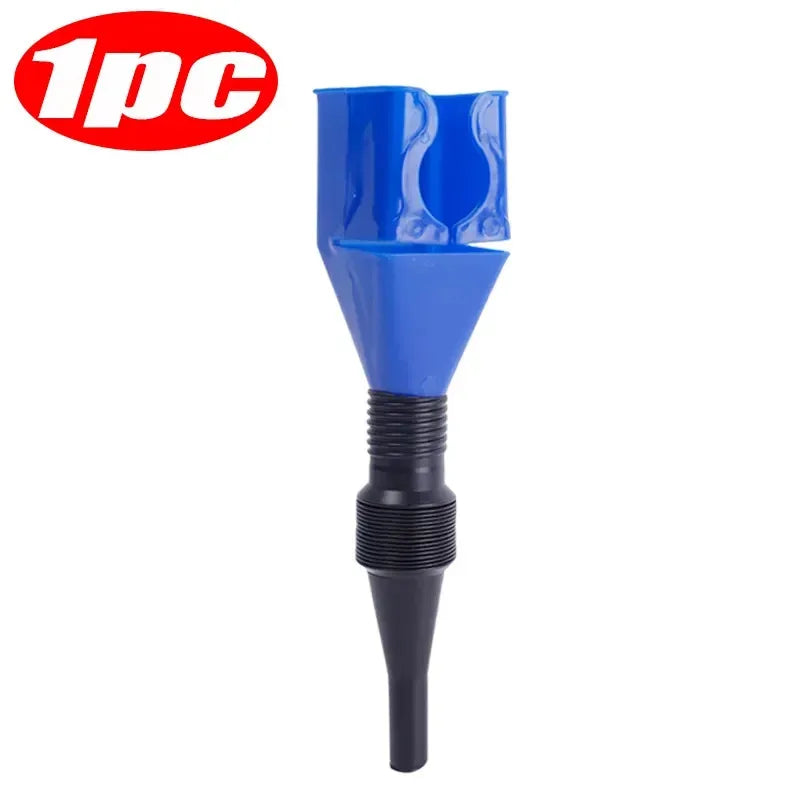 1/2/4/6pcs Blue Universal Plastic Multi-Function Wide Mouth Large Funnels Flexible Draining Tool Snap Funnel For Automotive Oil