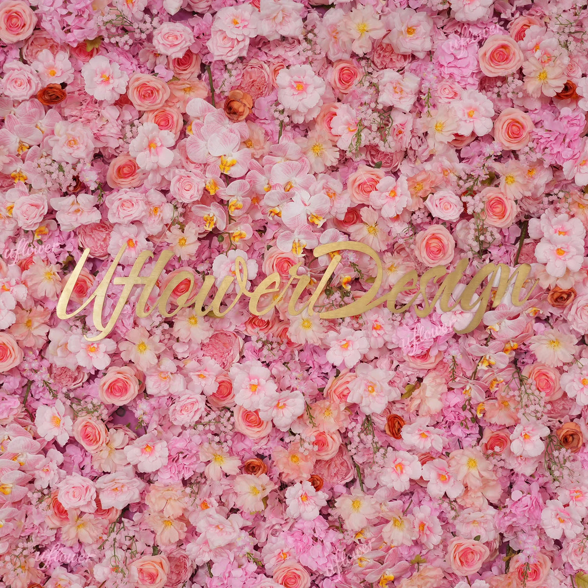 Uflower Pink Peony Rose Cloth Artificial Flower Wall Wedding Backdrop Decor Curtain Hanging Fabric Floral Wall Event Party Props