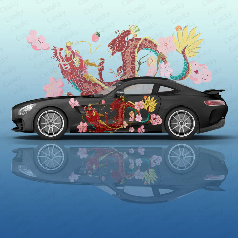 dragon animal Car Decal Protective Film Vinyl Itacar Racing Side Graphics Wrap Accessories Spray Paint Car Stickers