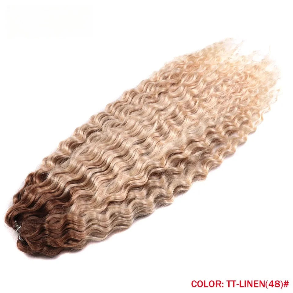 LOVE ME 22 Inch 300g/3pcs Ariel Curl Hair Water Wave Twist Crochet Hair Synthetic Ombre Rainbow Color Braiding Hair Extensions