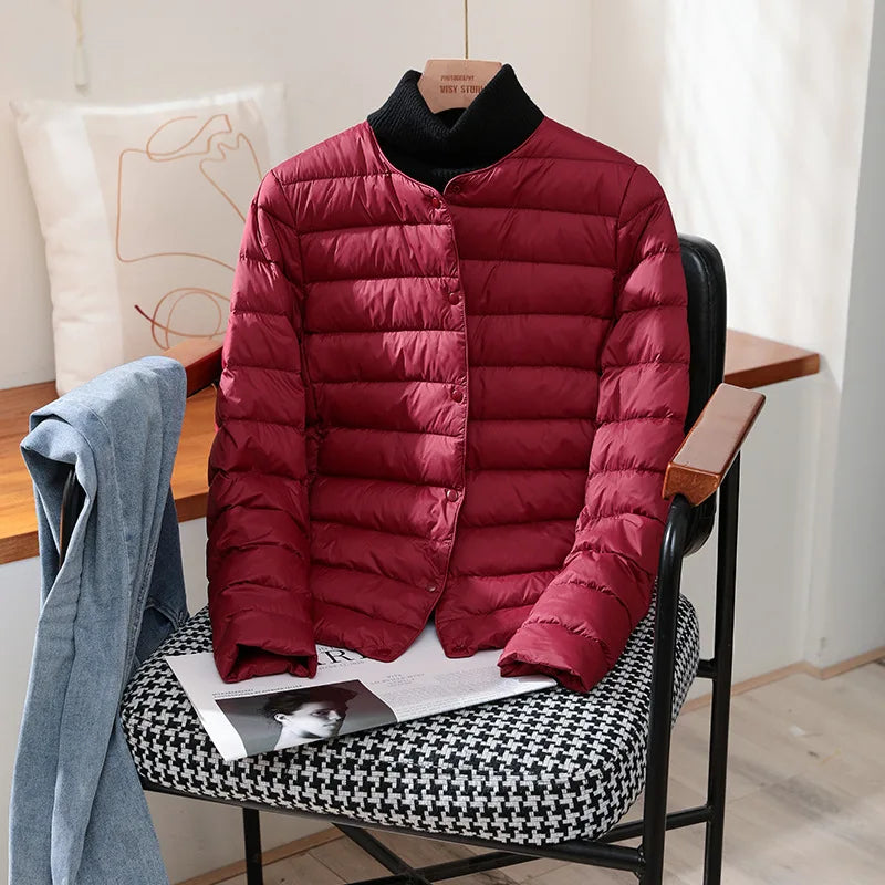 2023 New Arrivals Autumn Winter Warm Women White Duck Down Slim Jackets Female Fashion Ultra Lightweight Packable Puffer Coats