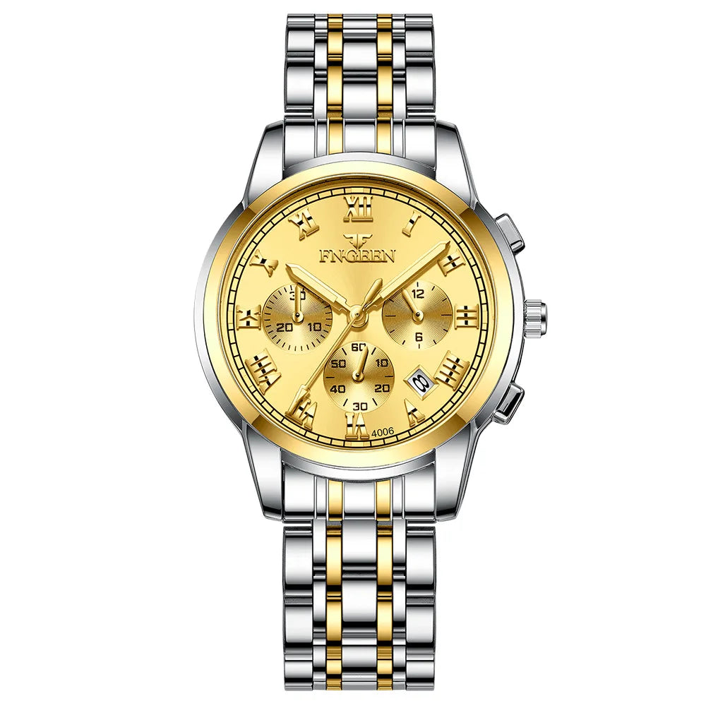 FNGEEN Luxury Quartz Watch Women Elegant Stainless Steel Watch Luminous Waterproof Date Wristwatch Ladies Dress Watch  Ms4006