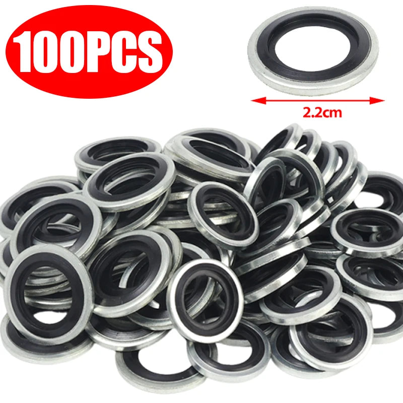 Universal M12/M14 Galvanized Steel Rubber Oil Drain Plug Gasket Engine Sump Sealing Washer Auto Car Part Seal Ring Replacement