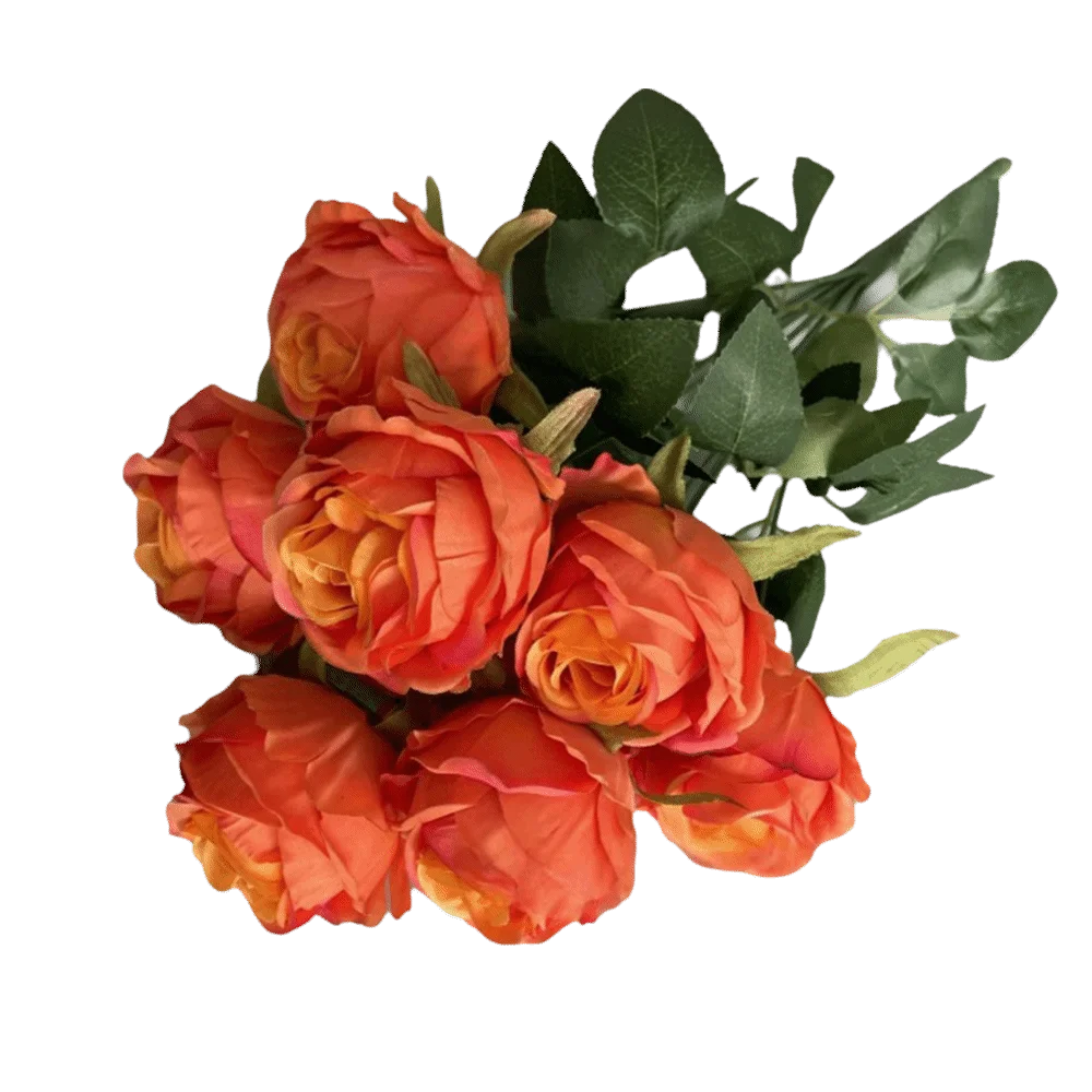 Multicolor Rose Artificial Flower 9 Heads Green Leaves Lifelike Flowers Desktop Ornament Photo Props Flower Bouquet Gift