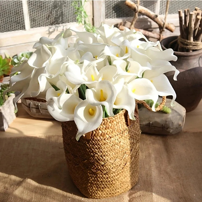 10PCS Artificial Flowers Calla Lily Faux PU Fake Flowers for Weddings Bouquet Bridal Shower DIY Bridal Bouquets Home Party Decor