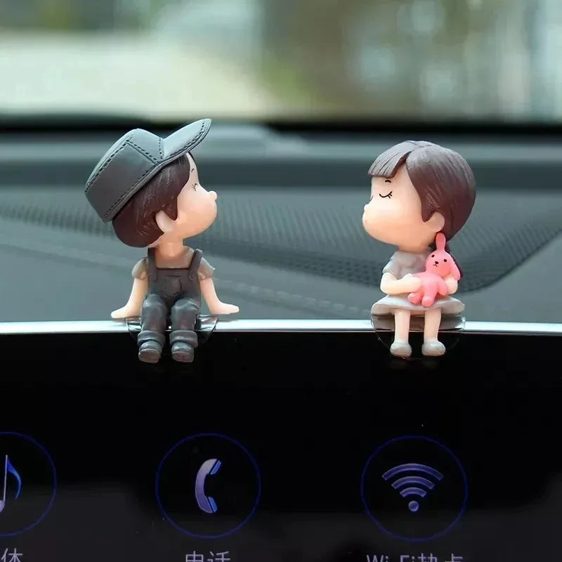 1/2pcs Car Interior Decoration Cute Cartoon Couples Action Balloon Ornament Auto Interior Dashboard Accessories For Girls Gifts