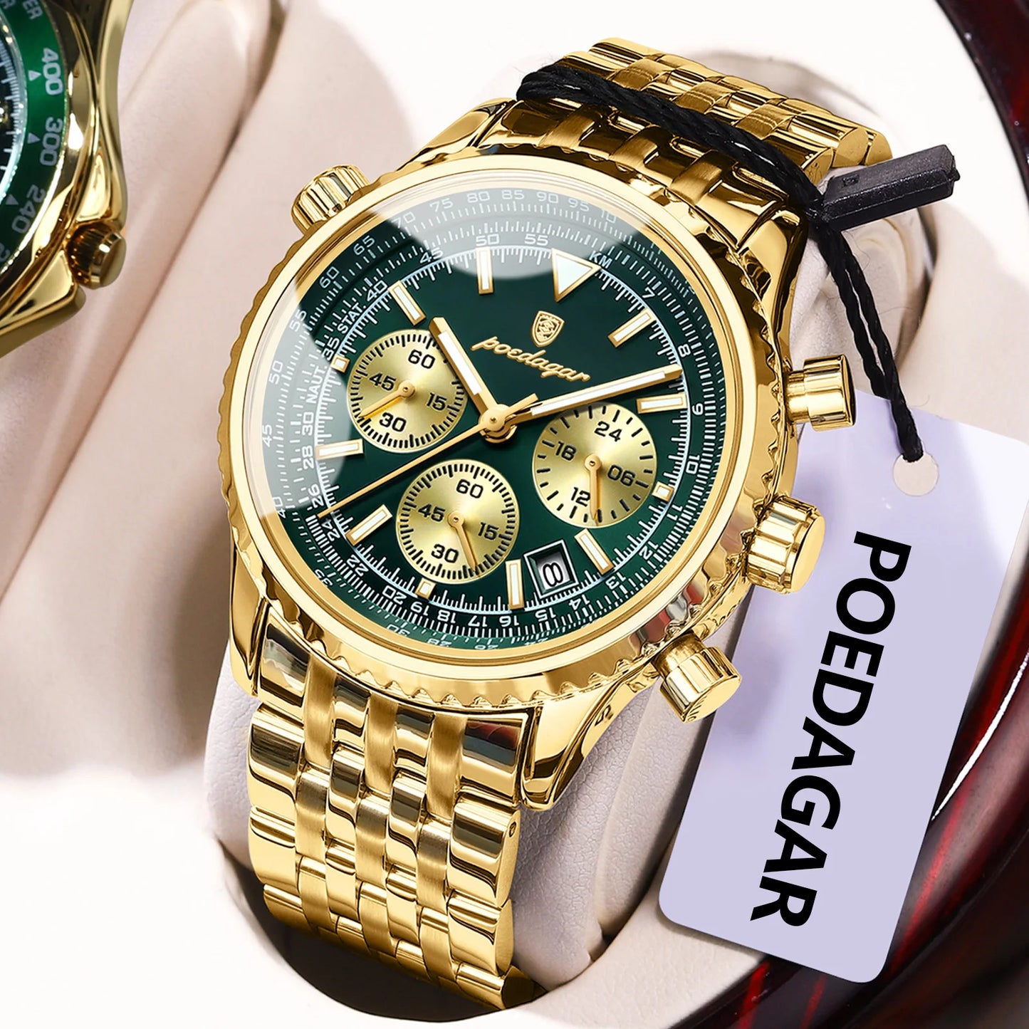 POEDAGAR Business Men's Wristwatch Waterproof Luminous Date Chronograph Luxury Man Watch Quartz Stainless Steel Watches For Men
