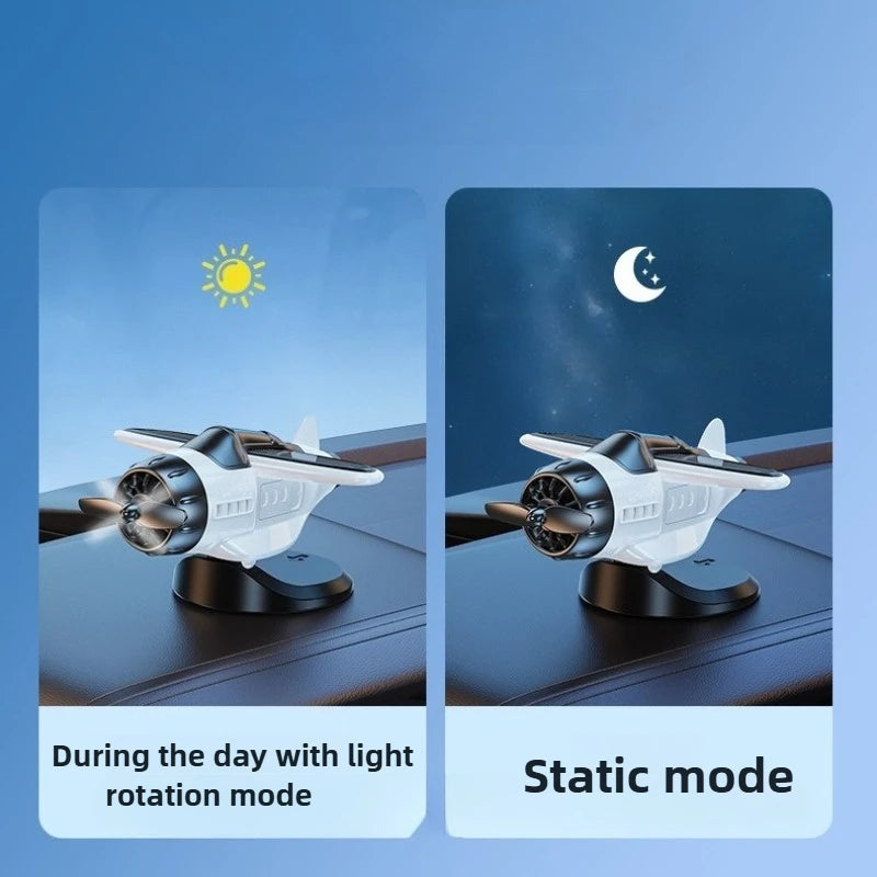 Solar-powered Airplane Ornament,360-degree Rotation, Car Dashboard Decoration,Kinetic Airplane Figurine,Car Interior Accessories