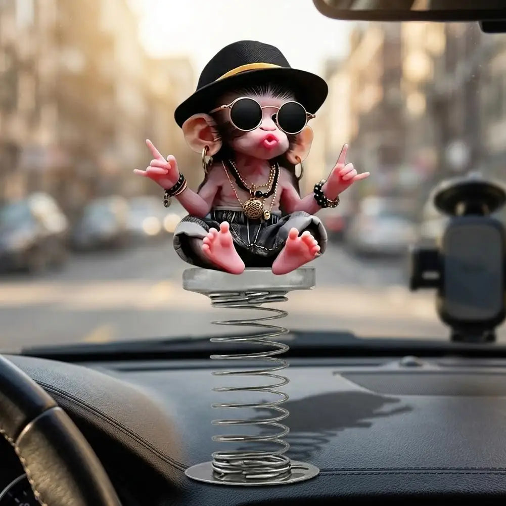 Creative Car 2D Acrylic Horse Monkey Pendant Funny Decor Pendant Bobblehead Cartoon Dashboard Decor Car Interior Accessories
