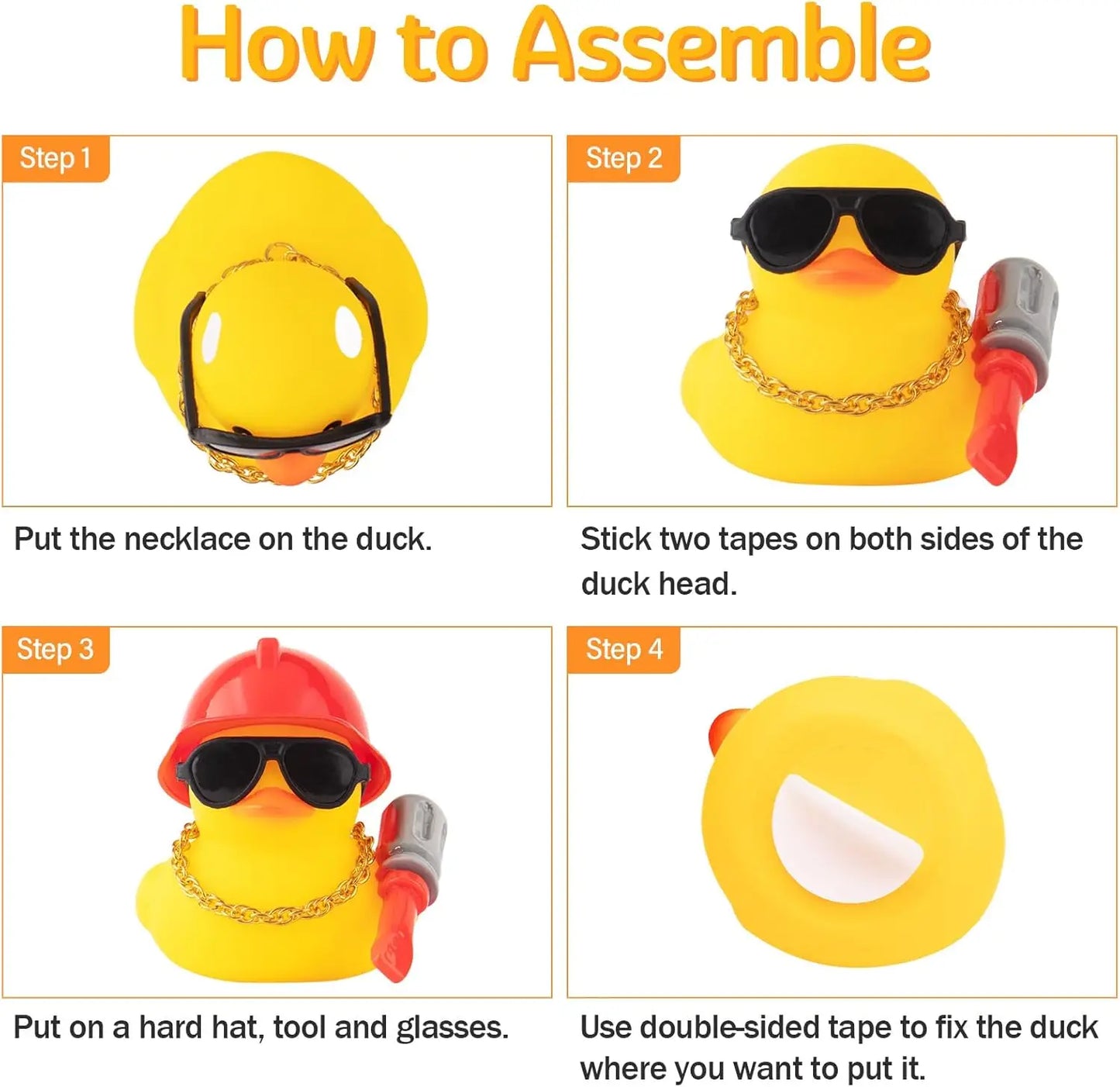 Unique Car Dashboard Decorations Rubber Ducks, Construction Builder Rubber Ducky for Car Ornament Cute Duck with Tool Hammer