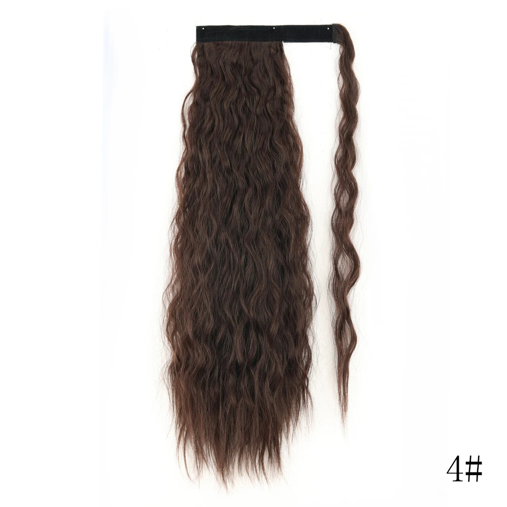 LISI GIRL Synthetic Hair 22''34'' Long Straight Ponytail Wrap Around Ponytail Clip in Hair Extensions Black Hairpiece Headwear