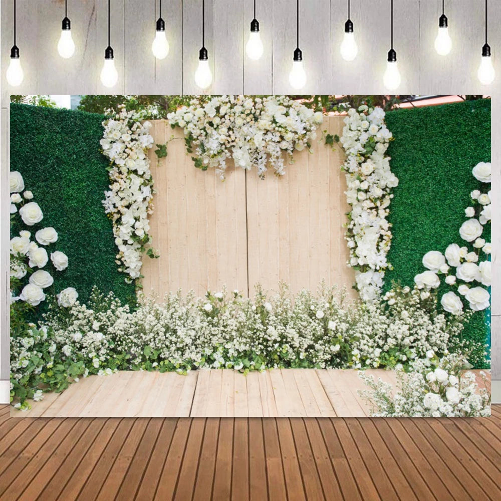 Wedding Ceremony Backdrops Flower Wall Spring Summer Bridal Shower Mr & Mrs Photography Background Photo Studio Props