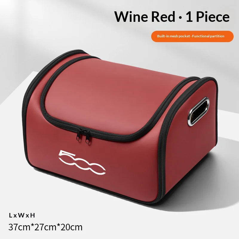 For Fiat 500 Car Trunk Organizer Storage Box Seat Multifunctional Storage Bag with Built-in Pocket Auto Interior Accessories