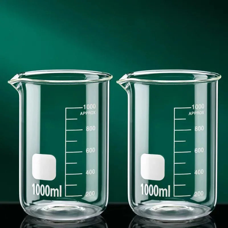 JUSTINLAU High Borosilicate Glass Beaker Clear Measuring Cup with Scale Laboratory Home Kitchen Baking Tool Multifunction Supply