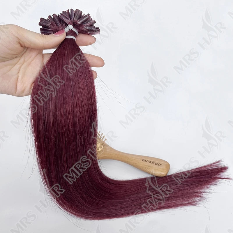 MRSHAIR U Tip Fusion Hair Extensions Nail Tips Human Hair Italiana 1.5cm Long Keratin Hair Bondings 12 16 20 24 inch 50strands