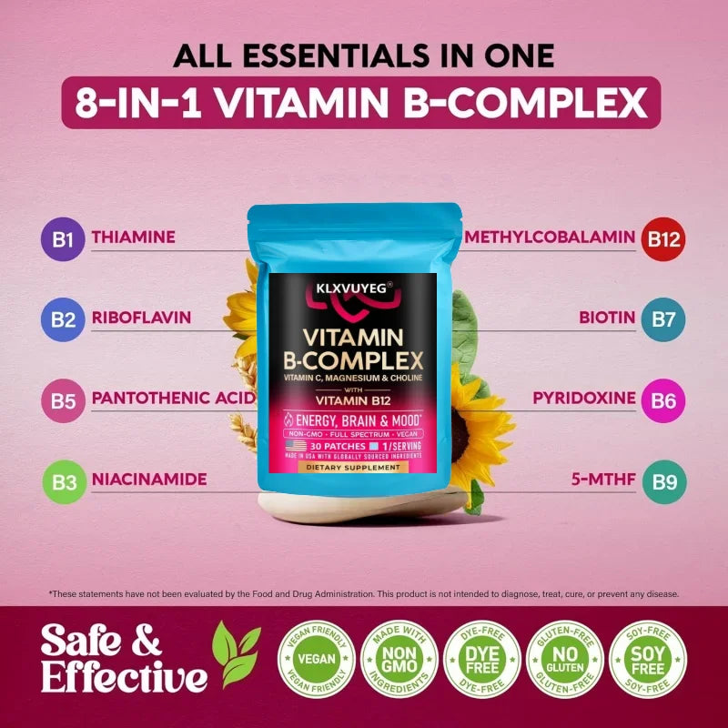 Vitamin B Complex For Men & Women - 11-in-1 B-complex: B2, B6, B7,b12 With Vitamin C - Energy, Brain & Heart Support, 30pcs