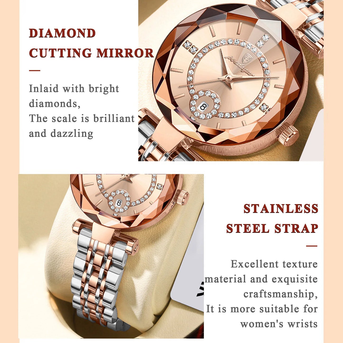 POEDAGAR Luxury Brand Women's Watches Waterproof Stainless Steel Date Ladies Wristwatch Fashion Elegant Quartz Woman Watch Reloj