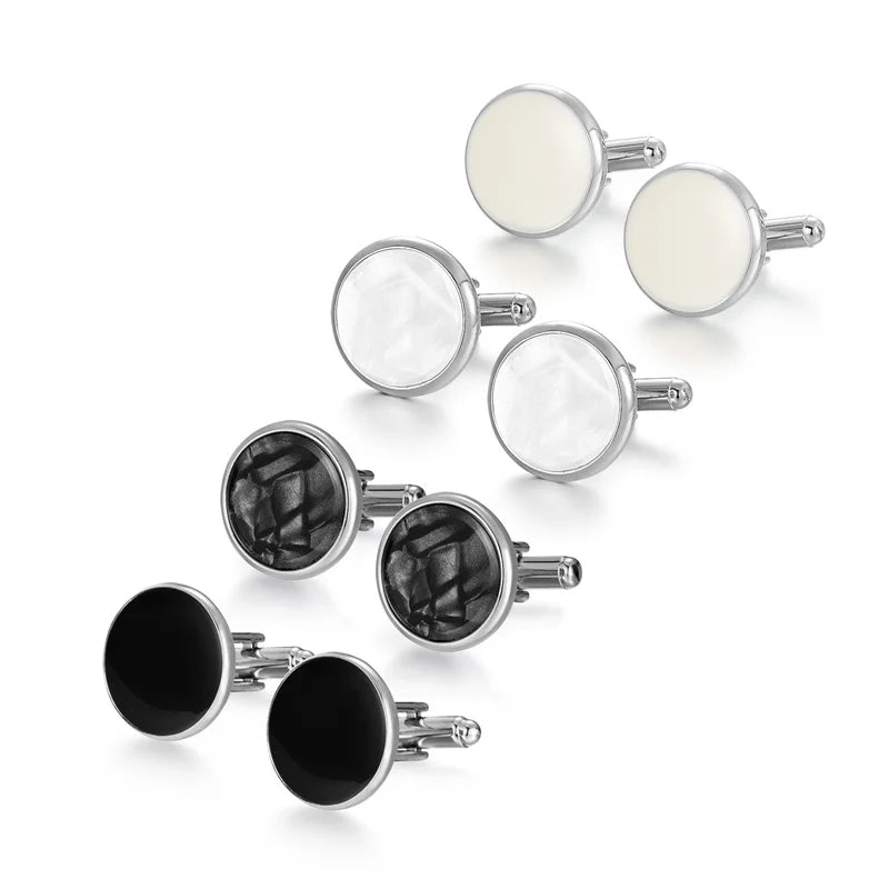 4 Pairs Cufflinks Set CuffLinks For Mens Wedding Souvenirs Groomsmen Gift Man Shirt Cufflink With Box Luxury Jewelry Tie Clips