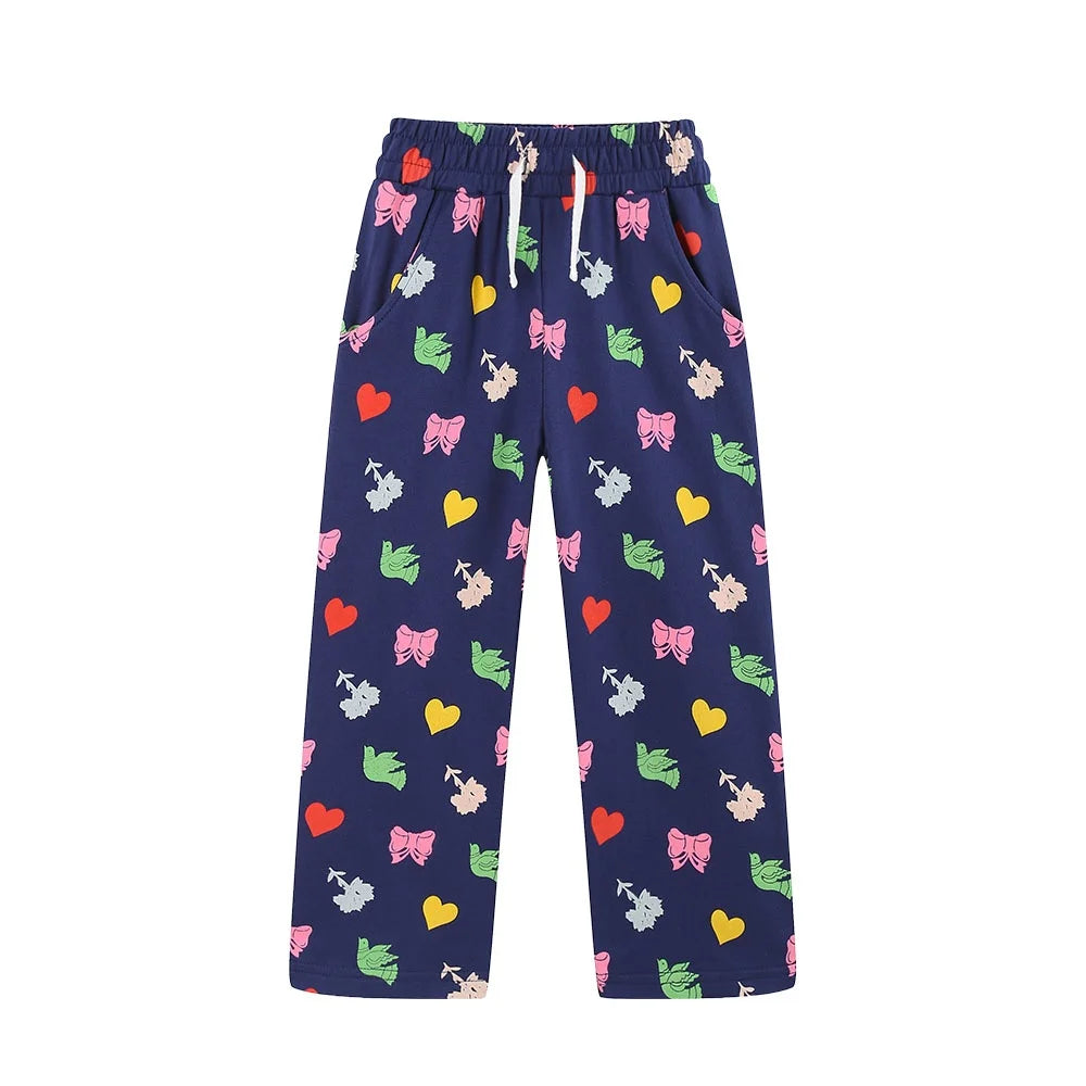 New Arrivals 2026 Girls Sweatpants Apple Embroidery Autumn Spring Children's Trousers Fashion Kids Clothing Full Length Pants
