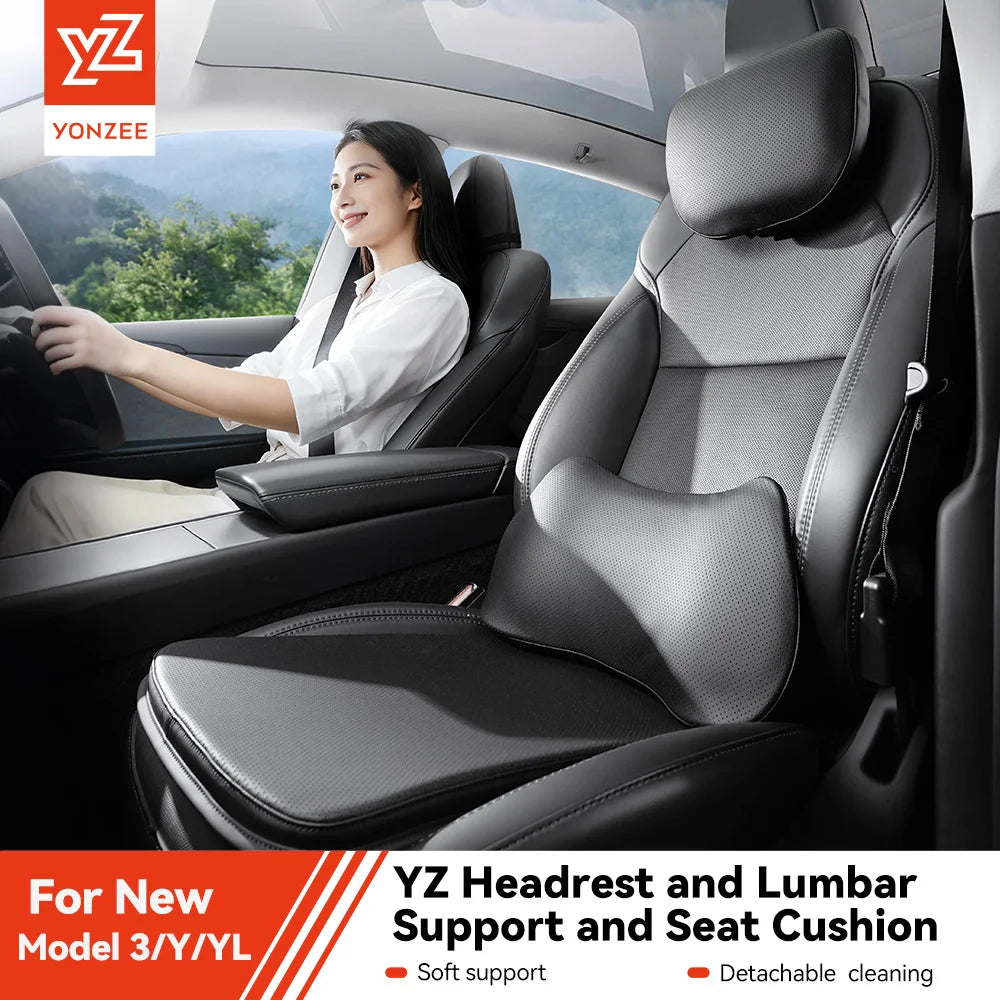 YZ for Tesla Travel Model 3 Y YL Juniper 2021-2026 Neck Pillow Headrest Lumbar Support Breathable Memory Foam Cushion Accessory