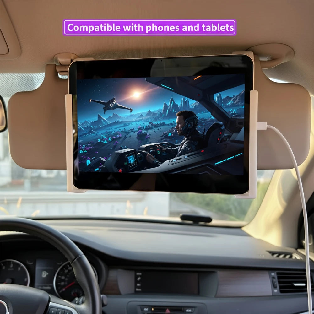 Universal 2pcs Car Sun Visor Tablet Mount Phone Holder Plastic Stable Vibration Free Handsfree Bracket for All Smartphones iPad