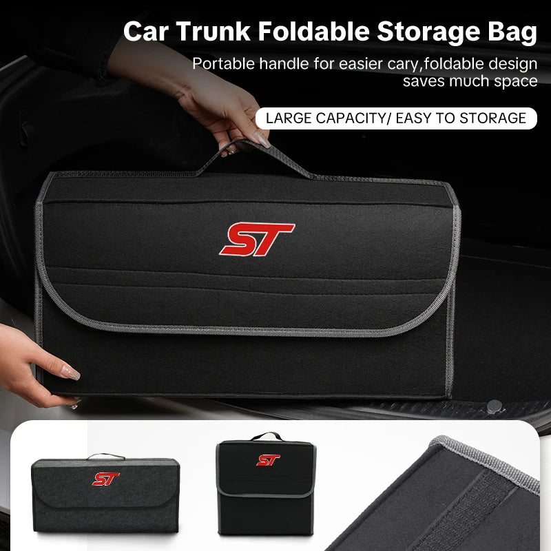 Car Trunk Storage Box Organizer Foldable Stowing Tidying Container Bag For Ford MK2 ST Racing Performance Explorer Focus