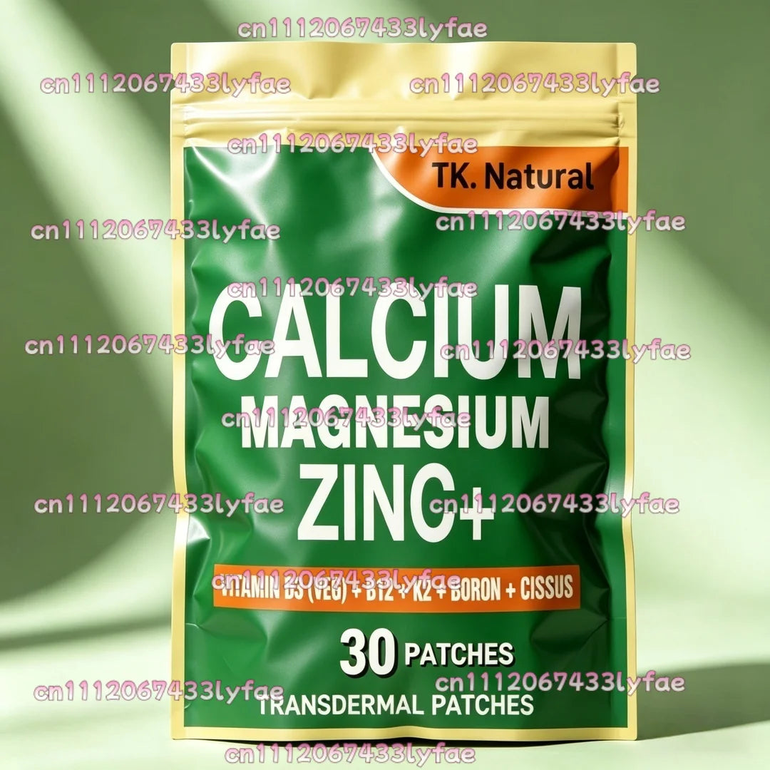30 Patches Calcium Magnesium Zinc Transdermal Patches with Vitamin D3 High Absorption for Bone Muscle Healthy