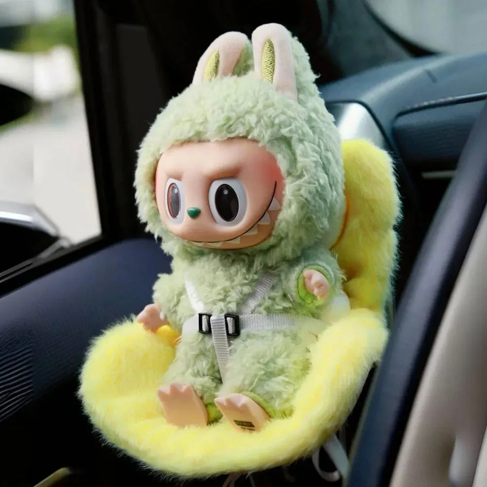 Mini Plush Doll Safety Seat Soft Car Ventilation Safety Chair for Labubu The Monsters Doll Accessories Car Interior Decorations