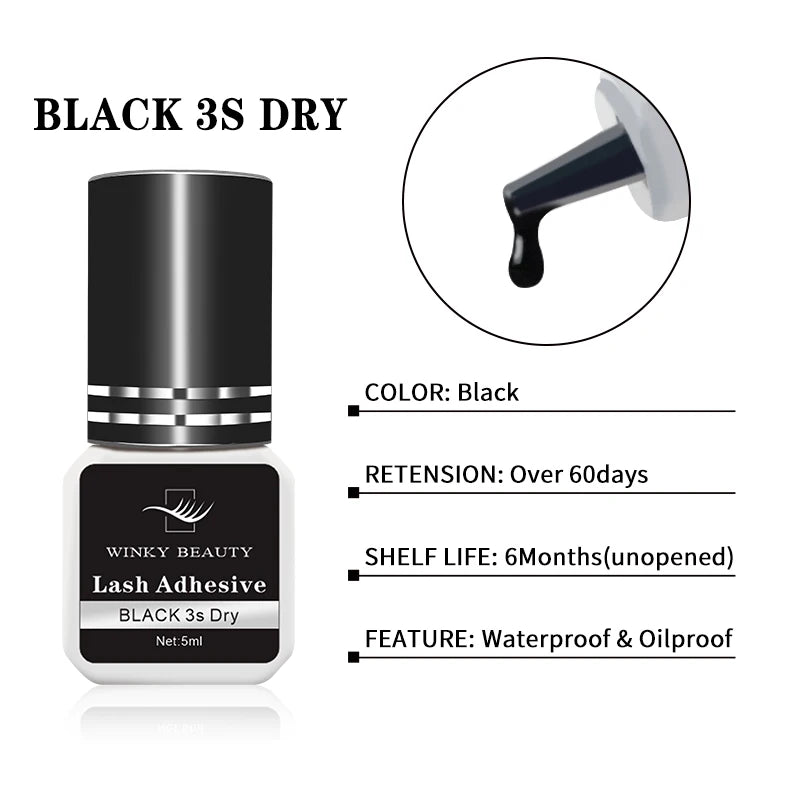 Winky Beauty 1/3 Second Fast Drying Strong False Eyelash Extension Glue Adhesive Retention 5-7 Weeks Low Smell Mink Eyelash Glue