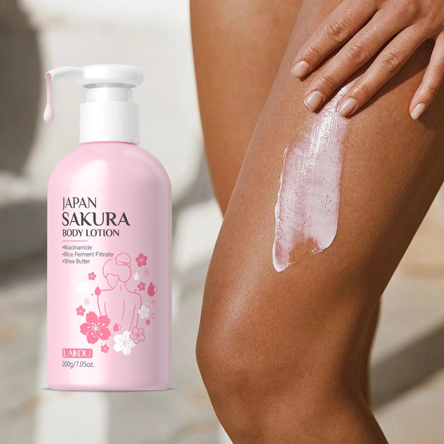 LAIKOU Japan Sakura Body Lotion Nourishing Body Moisturizer Fragrant Body Cream Soft Smooth Skin Treatment 200g