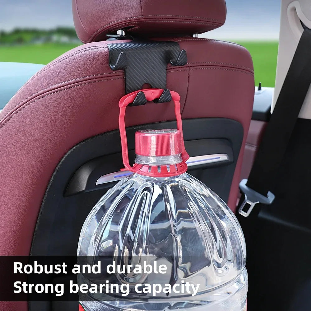 Car Seat Headrest Hook Carbon Fiber Mobile Phone Holder Car Vehicle Universal Holder Handbag Purse Coat Car Interior Accessories