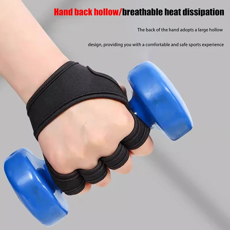 1 Pair Hand Wrist Palm Protector Gloves Gym Fitness Heavy Glove Gloves Half Non-Slip Wrist Finger Weightlifting Sport Support