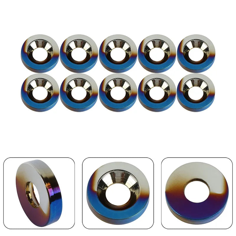 10PCS M6 JDM Car Modified Hex Fasteners Fender Washer Bumper Engine Concave Screws Fender Washer License Plate Bolts Car styling
