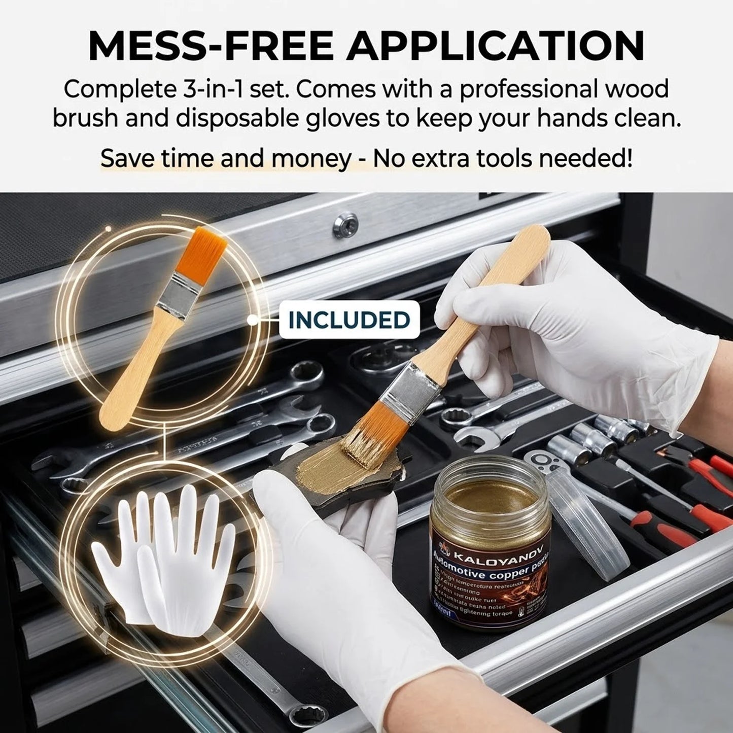 Copper Paste Anti-Seize Lubricant High Temp Grease for Car Brake Squeak Exhaust Bolts Rust Proof 100ml Maintenance Kit Brush