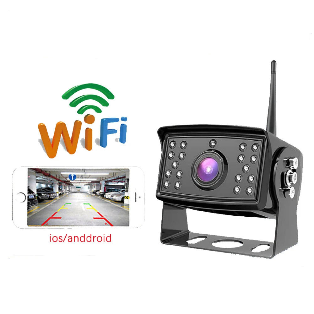2.5G WiFi HD 720P 50M Wireless Car Rear View Camera For Truck Trailer Bus RV IOS Android 150° Night Vision DVR Recorder