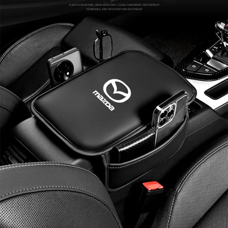 Leather Car Armrest Cushion With Storage Bag for Mazda 2 3 6 5 Atenza CX3 CX5 MX5 CX7 Axela CX30 CX90 CX60 Auto Accessories
