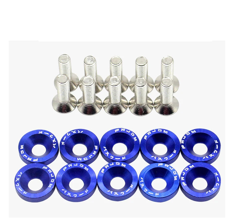 10 PCS M6 Car Modified Fasteners Fender Washer Bumper Engine Concave Screws Fender Washer License Plate Bolts Car Styling Gasket