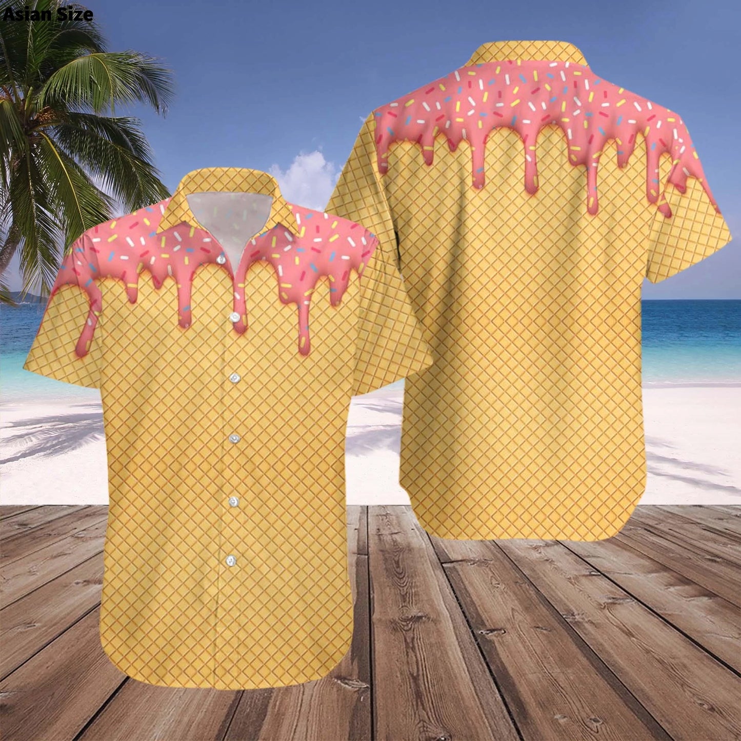 2025 Cold Ice Cream Hawaii Shirt Unisex 3D Printed Funny Popsicle Aloha Shirts Summer Short Sleeve Beach Lapel Blouse Tops