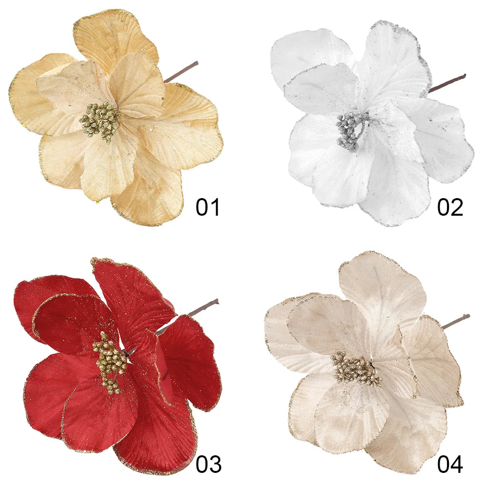 1/3Pcs 20CM Artificial Flowers Merry Christmas Tree Decoration for Home Decor New Year 2026 Gifts Garland Ornament Accessories