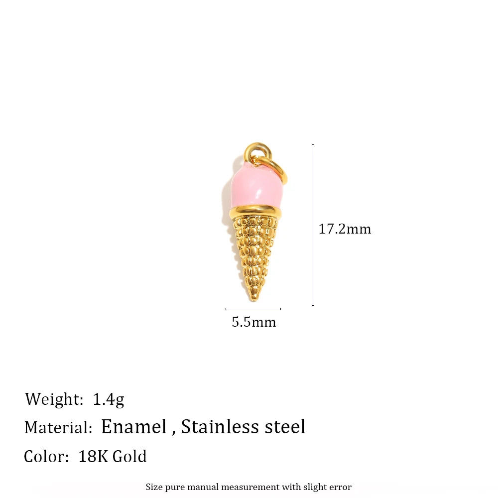 E.B.belle Summer Food Ice Cream Cake French Fries 18K Gold Plated Pendant Charms For Jewelry Making DIY Jewelry Accessories