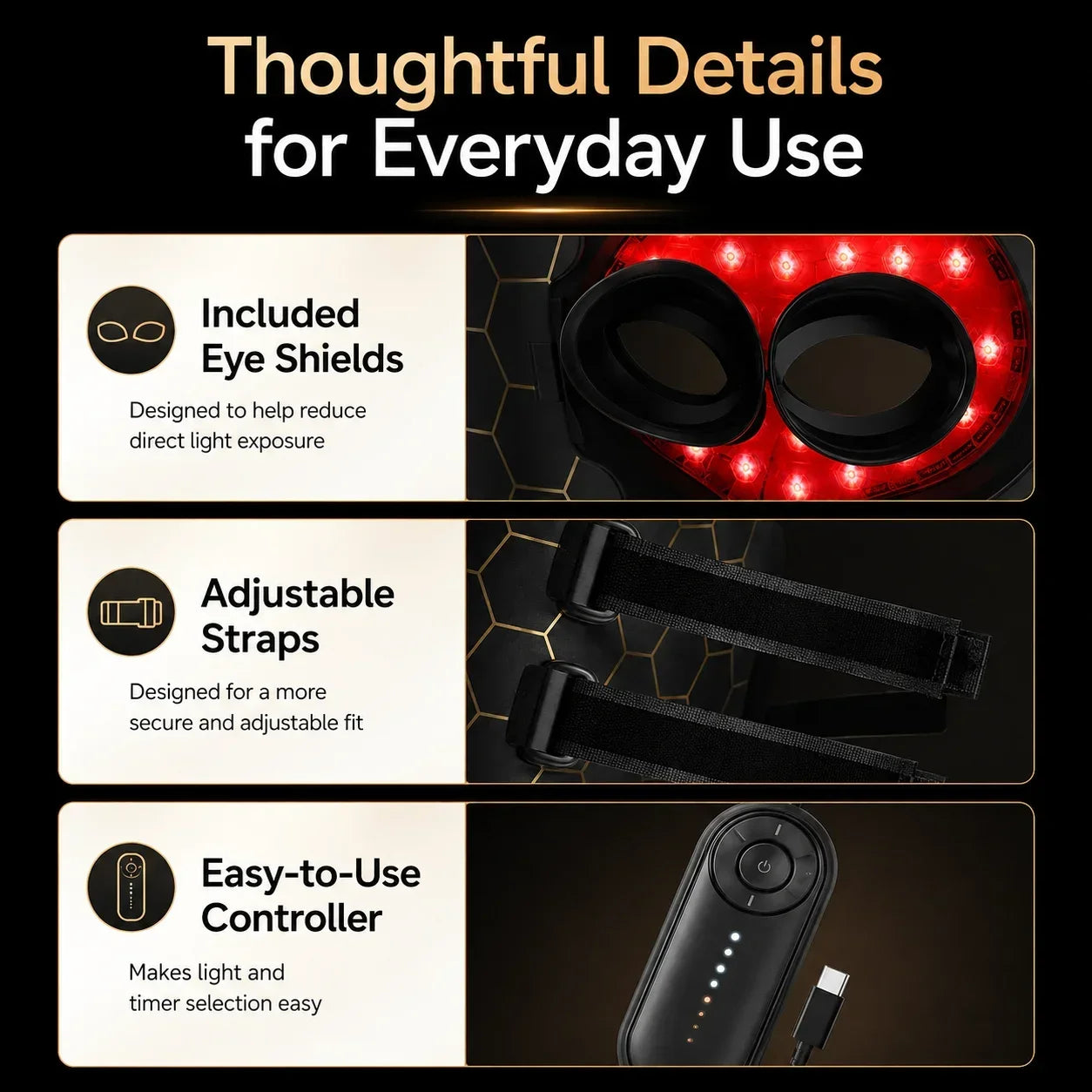 7 Color LED Face Mask Full Face Beauty Device USB-C Rechargeable 5/10/15 Min Timer Adjustable Strap Home Skin Care Mask Portable