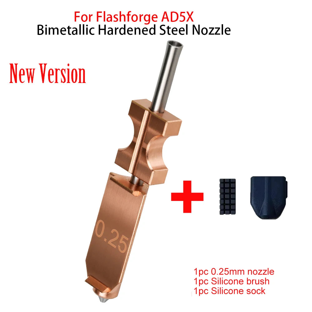 Bimetallic Nozzle For Flashforge AD5X New Upgraded Hardened Steel Hotend Nozzles 0.25/0.4/0.6/0.8mm 3D Printer Replacement Parts
