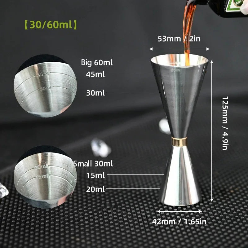 30/45/60/90ml Measuring Cup 304 Stainless Steel Measure Cup Cocktail Shot Drink Spirit Jigger Mixed Beaker Liquid Measuring Cups